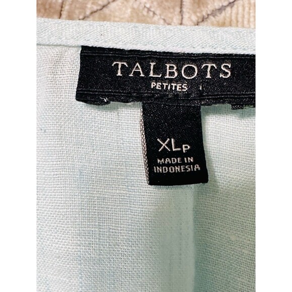 Talbots Women PXL Linen Button Up Blouse Beach Lagenlook Minimalist - Picture 9 of 10